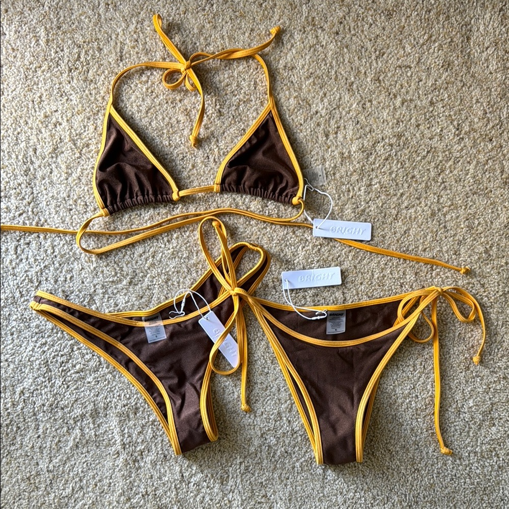 Bright Swimwear Top + 2 Bottoms S